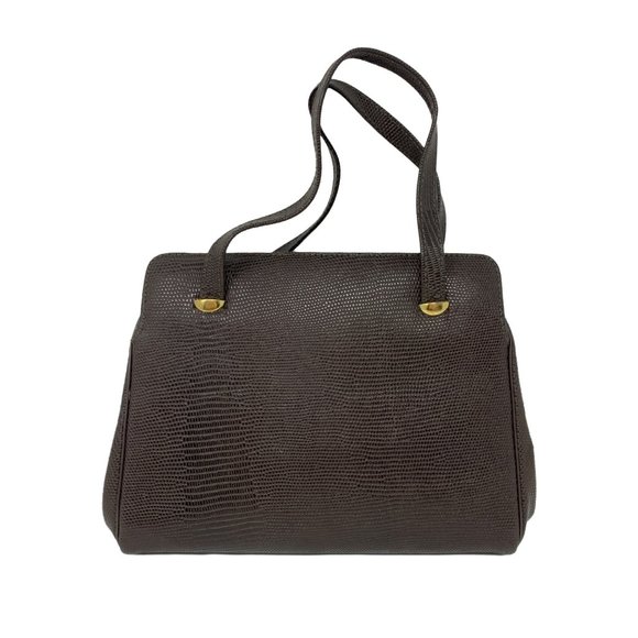 Vintage 1960s Leather Purse Chocolate Brown Faux Snakeskin Randley Handbag - Picture 15 of 15